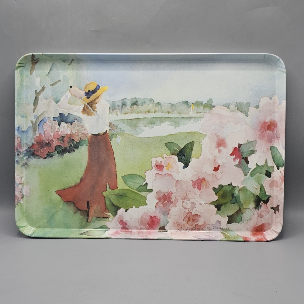 Vintage Melplus Melamine Judy Buswell Lady Golfer Serving Tray 17.5X12 In Italy